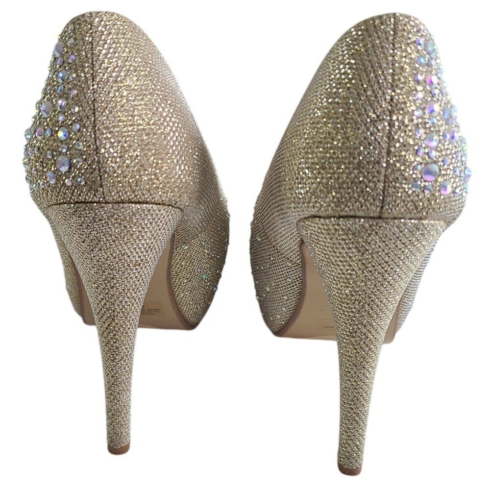 Delicacy Women's Sunset Gold Glitter Rhinestone Glam High Heel Pumps Hot Fashion - Picture 3 of 13
